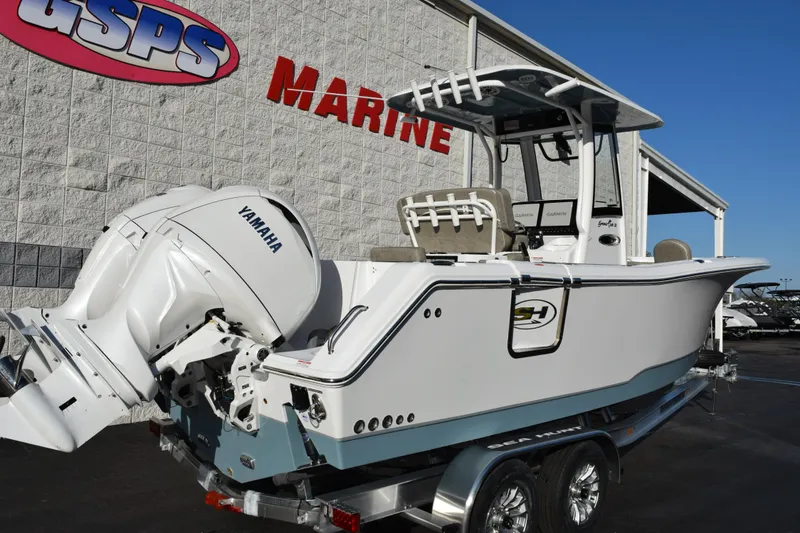 Slide: The Image of 2026 Sea Hunt Gamefish 25 boat with Yamaha engine at GSPS Marine dealership. - 4