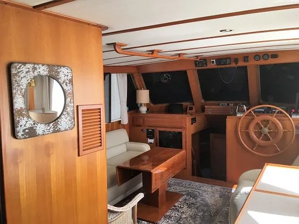 Slide: The Image of Interior of a 2005 DeFever 44+5 yacht with wooden furnishings. - 22
