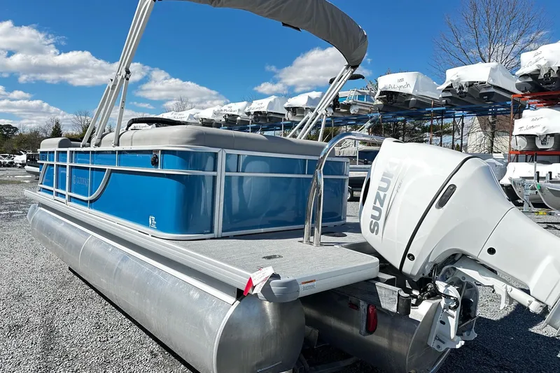 Slide: The Image of 2025 Godfrey Experience Cruise 2086CX pontoon boat with Suzuki outboard motor. - 3
