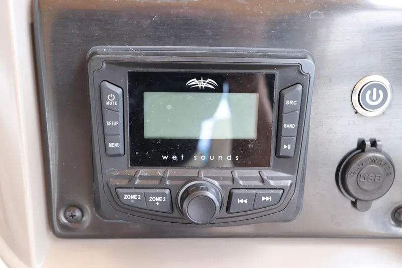 Slide: The Image of Wet Sounds audio system on 2024 Sun Tracker Party Barge 22 DLX with USB port. - 20