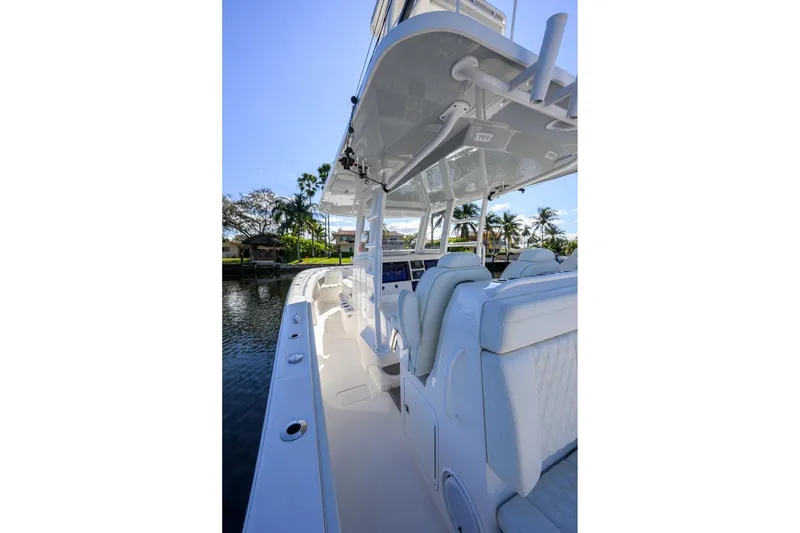 Slide: The Image of 2021 Invincible 39 Open Fisherman boat with sleek design and luxurious seating. - 75