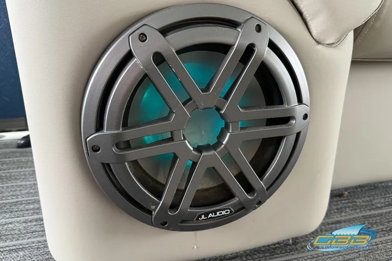 Slide: The Image of JL Audio speaker on 2021 Premier 230 Sunsation RL PTX boat interior. - 16