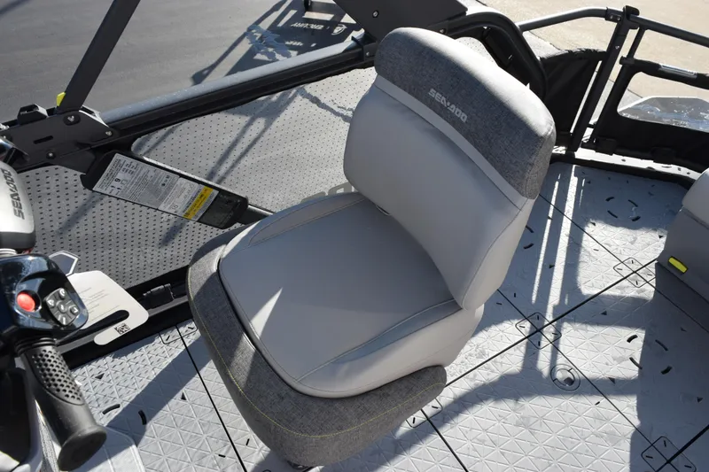 Slide: The Image of 2026 Sea-Doo Switch Cruise 21 interior seat and controls, showcasing modern design and comfort. - 12