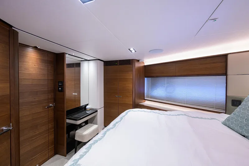 Slide: The Image of Luxurious interior of 2021 Princess Y78 yacht with elegant wood finishes and modern design. - 28