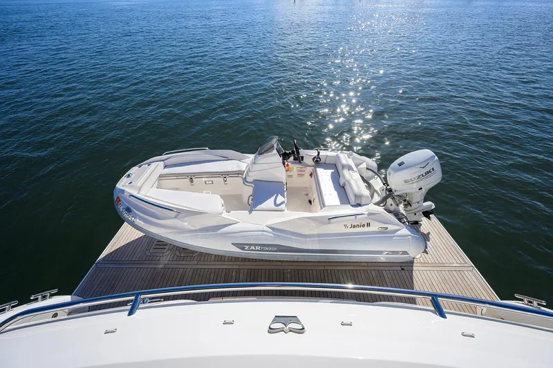 Slide: The Image of Luxury Princess Y78 yacht with tender boat on water, 2021 model. - 94