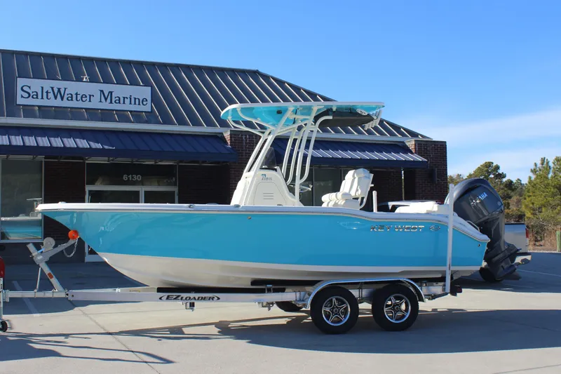 The Image of 2026 Key West 219 FS boat on trailer at SaltWater Marine dealership. - 0