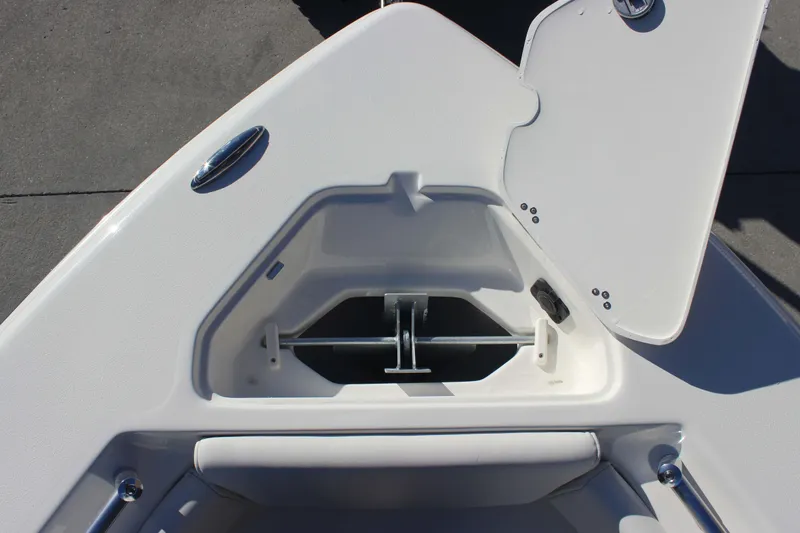 Slide: The Image of Open anchor storage compartment on 2026 Key West 219 FS boat. - 13
