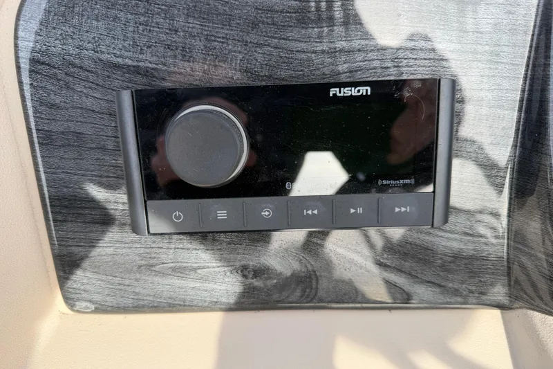 Slide: The Image of Fusion audio system on 2023 Avalon LSZ QUAD LOUNGE boat dashboard. - 12