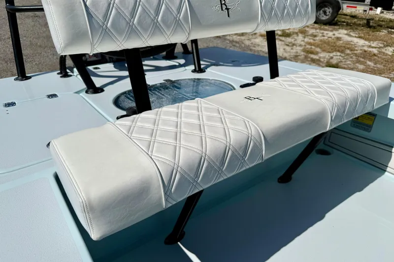 Slide: The Image of 2022 Beavertail Skiffs Vengeance 18 boat seating with diamond-stitched upholstery. - 15
