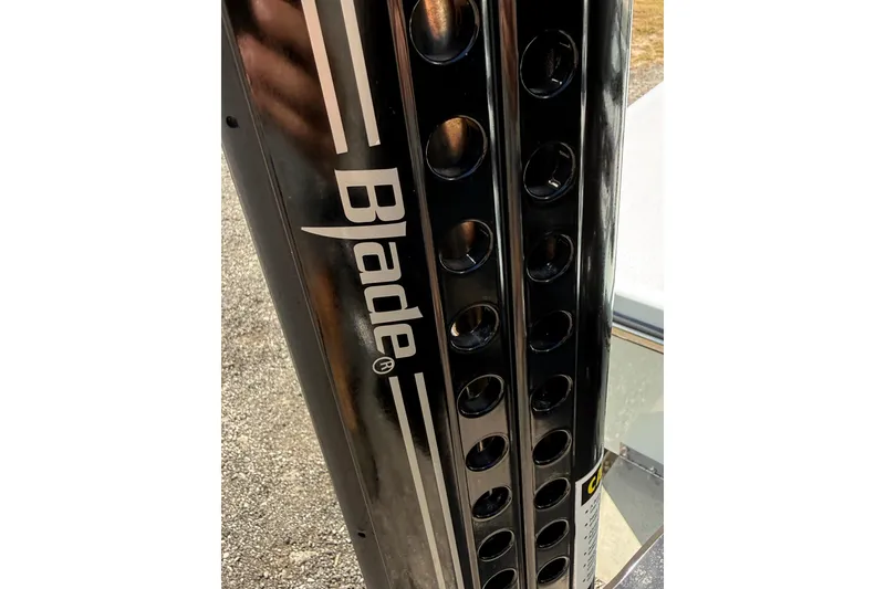 Slide: The Image of Beavertail Skiffs Vengeance 18, 2022 model, featuring a black Blade power pole. - 23