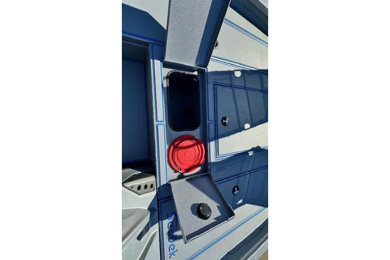 Slide: The Image of 2026 Express H20C boat deck with storage compartment and red cap. - 7
