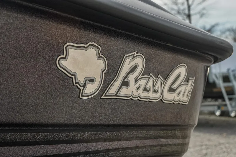 Slide: The Image of 2023 Bass Cat Puma STS logo on boat exterior, close-up view. - 10