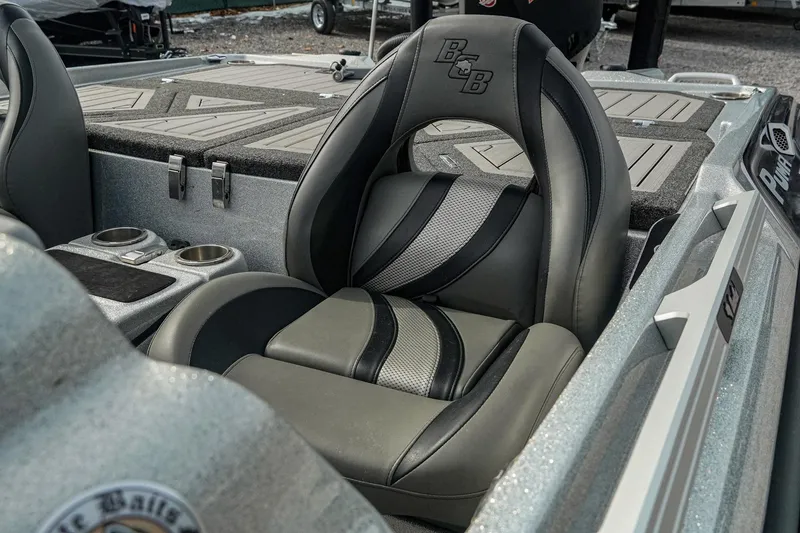 Slide: The Image of 2023 Bass Cat Puma STS boat interior with sleek, comfortable seating and modern design. - 13