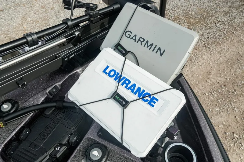 Slide: The Image of 2023 Bass Cat Puma STS boat with Garmin and Lowrance equipment on deck. - 20