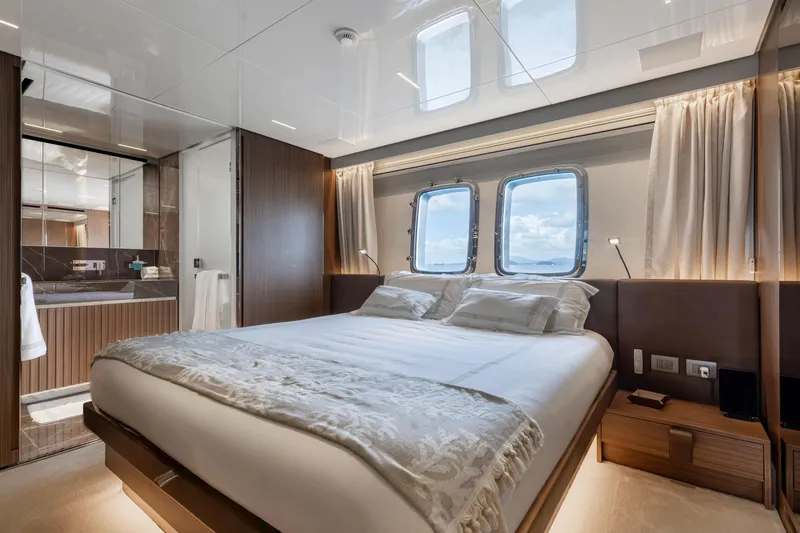 Slide: The Image of Luxurious bedroom interior of 2022 Sanlorenzo SL120A yacht with elegant design and ocean view. - 31
