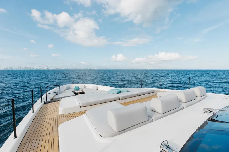 Slide: The Image of Luxurious Sanlorenzo SLA120A yacht deck with ocean view, 2020 model. - 36