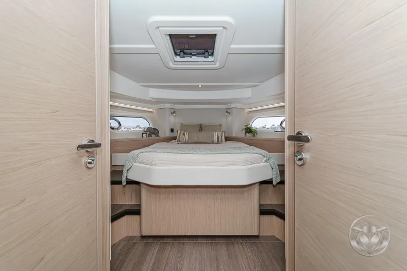 Slide: The Image of Luxurious cabin interior of 2026 Beneteau Swift Trawler 41 Fly yacht. - 6