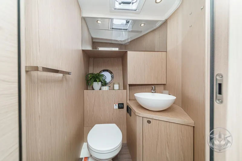 Slide: The Image of Modern bathroom interior of 2026 Beneteau Swift Trawler 41 Fly yacht. - 64