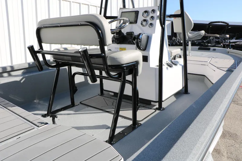 Slide: The Image of 2025 Vexus ACX 2210 boat interior with seating and control panel. - 15