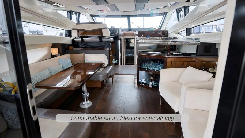 Slide: The Image of 2013 Marquis 500 Sport Bridge yacht interior with elegant salon and entertainment area. - 20