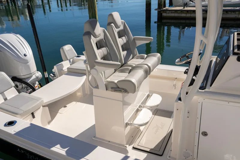 Slide: The Image of 2026 Bay Rider 239 Bay boat interior with dual seats and modern design. - 6