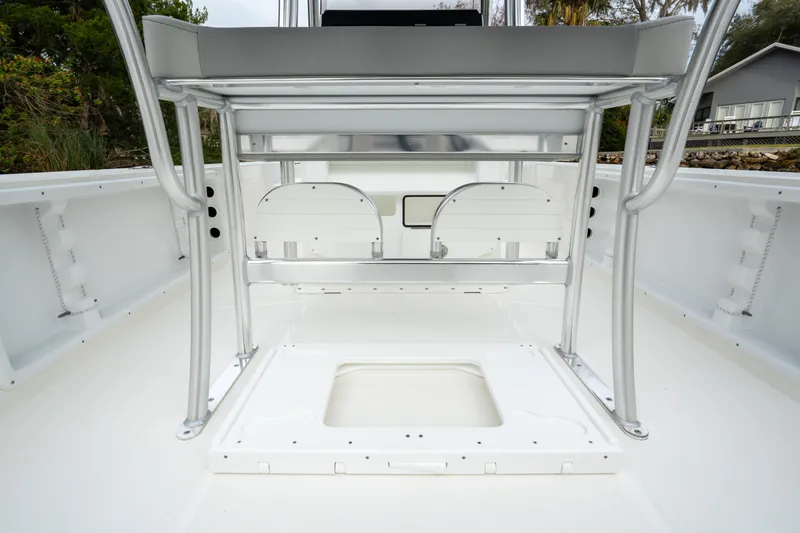 Slide: The Image of 2026 Bay Rider 2260 FS Skiff interior, showcasing seating and storage features. - 22
