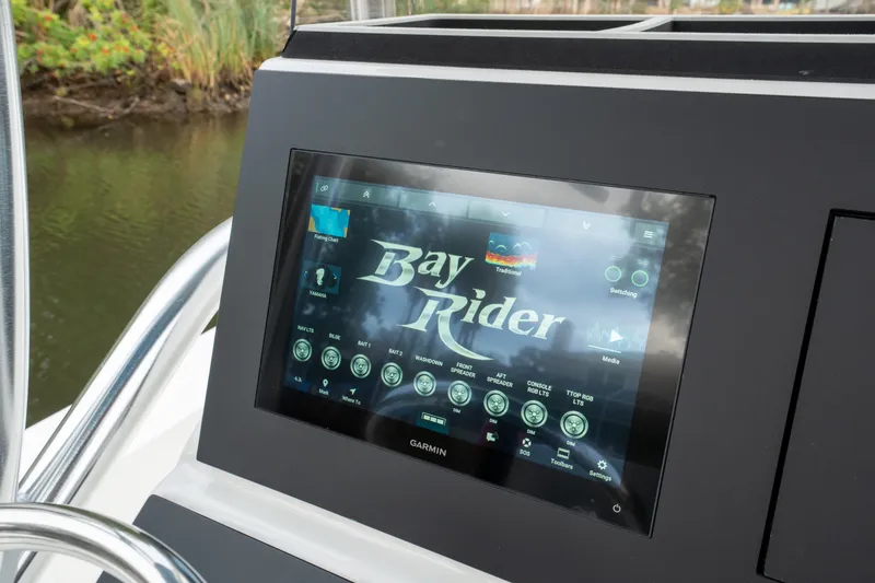 Slide: The Image of Touchscreen display on 2026 Bay Rider 2260 FS Skiff boat, featuring navigation and control interface. - 8