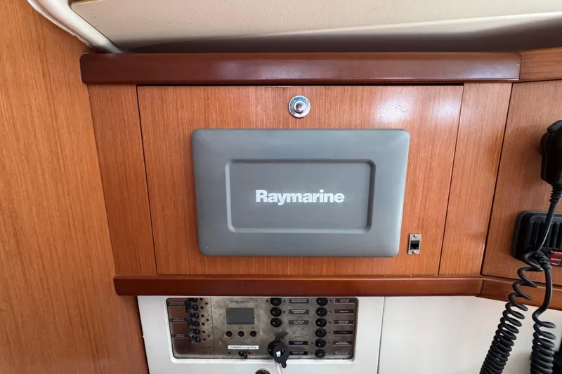 Slide: The Image of Raymarine navigation panel on 2008 Beneteau Oceanis 40 yacht interior. - 36