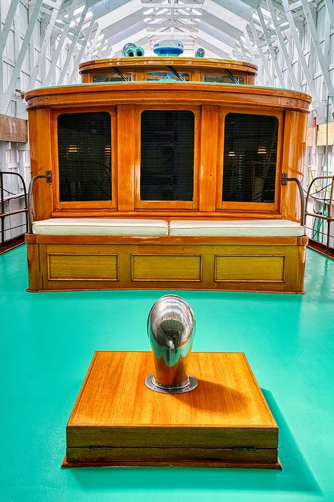 Slide: The Image of 1926 Hacker-Craft Bridge Deck boat with wooden cabin. - 10