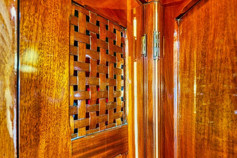 Slide: The Image of Close-up of 1926 Hacker-Craft Bridge Deck with wooden lattice. - 24