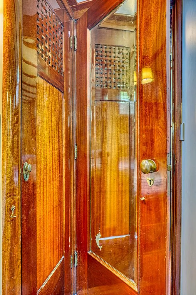 Slide: The Image of Wood paneling inside a 1926 Hacker-Craft Bridge Deck. - 34