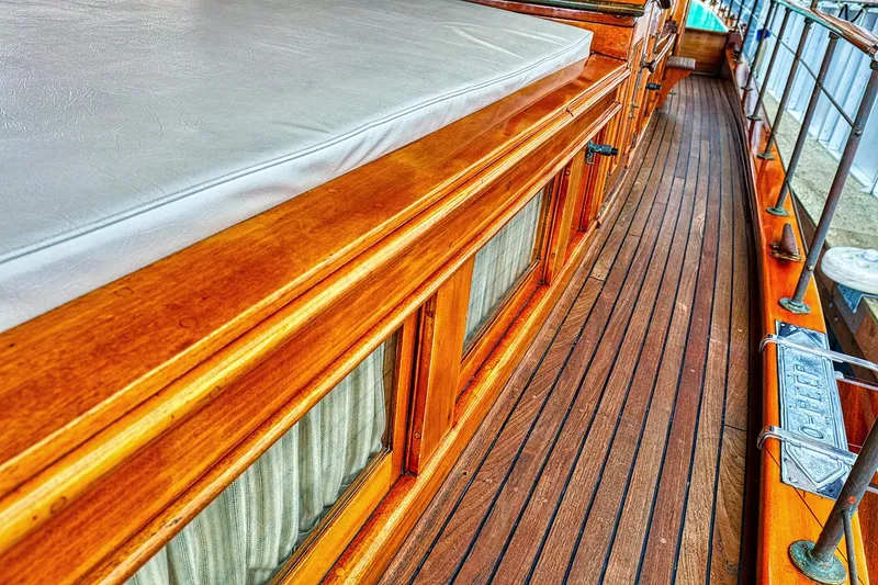 Slide: The Image of 1926 Hacker-Craft Bridge Deck with polished wooden deck. - 39