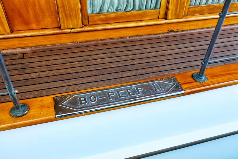 Slide: The Image of 1926 Hacker-Craft Bridge Deck boat with "Bo-Peep II" nameplate. - 5