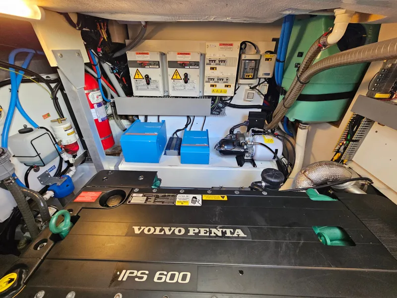 Slide: The Image of Engine room of a 2018 Prestige 460 with Volvo Penta IPS 600. - 33