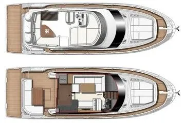 Slide: The Image of 2018 Prestige 460 yacht floor plan, upper and lower decks. - 36