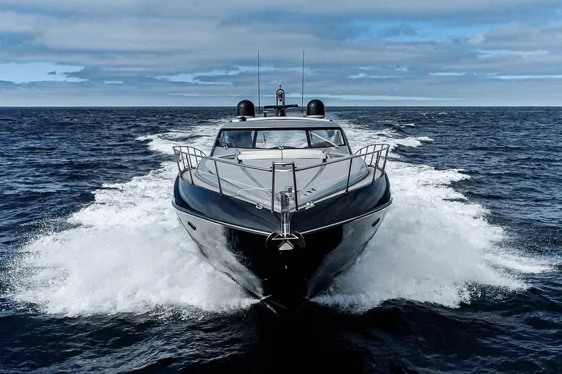 Slide: The Image of 2021 Sunseeker Predator 68 yacht cruising on open sea under cloudy sky. - 41