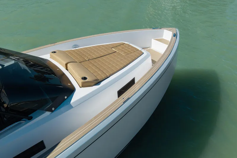 Slide: The Image of 2025 Pardo Yachts P38R luxury boat on calm water, featuring sleek design and powerful engines. - 5