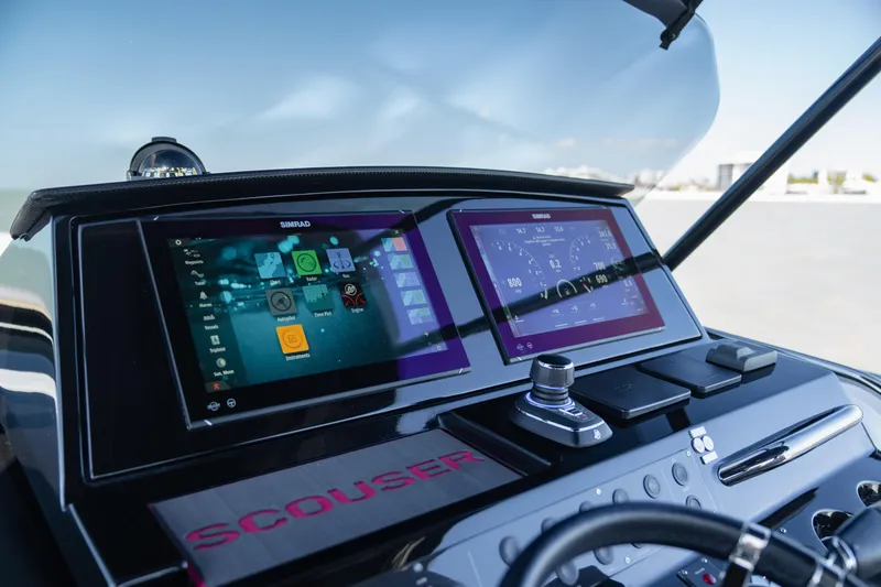 Slide: The Image of Luxurious 2025 Pardo Yachts P38R interior with plush seating and modern controls. - 20