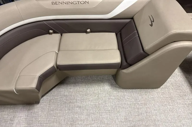 Slide: The Image of 2026 Bennington 22SXSR boat seating, beige and brown upholstery, luxurious and comfortable design. - 6