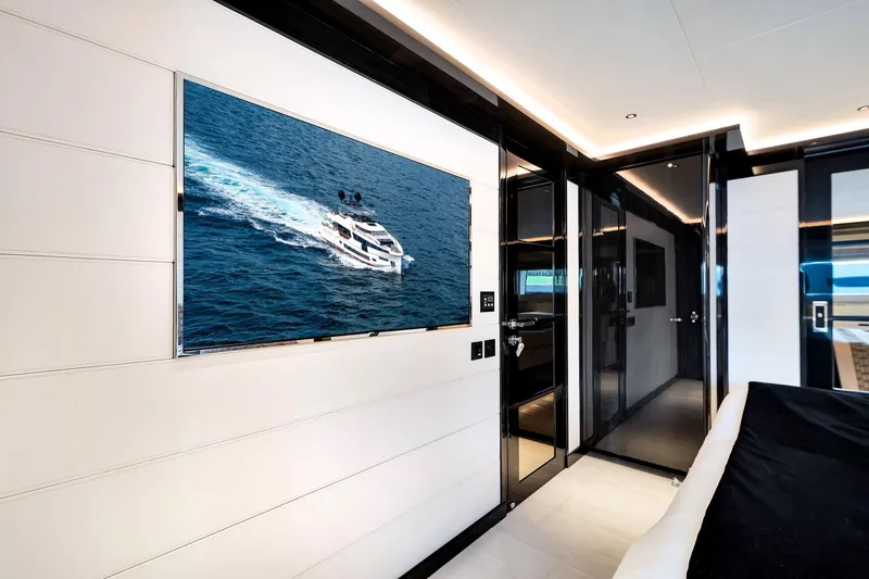 Slide: The Image of Luxurious interior of 2021 Sirena 88 yacht with sleek design and modern amenities. - 128