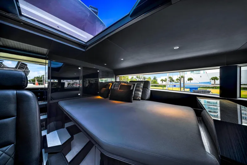 Slide: The Image of Luxurious interior of 2021 Sirena 88 yacht with modern design and comfortable seating. - 94