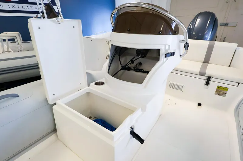 Slide: The Image of 2022 AB Inflatables Oceanus 17 VST boat interior with open storage compartment. - 18