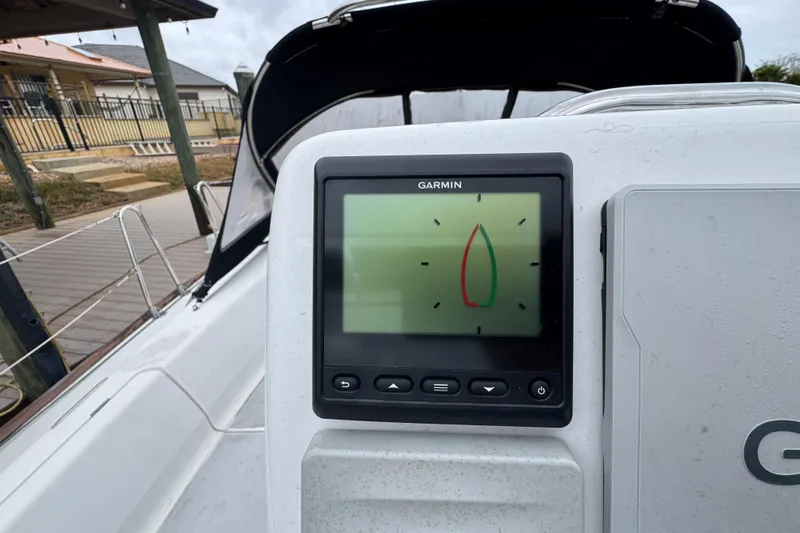 Slide: The Image of Garmin navigation display on 2004 Alliaura FEELING 44 DI sailboat, docked at marina. - 17