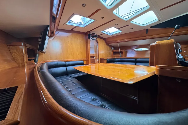 Slide: The Image of Luxurious interior of 2004 Alliaura FEELING 44 DI yacht with wood and leather finishes. - 41