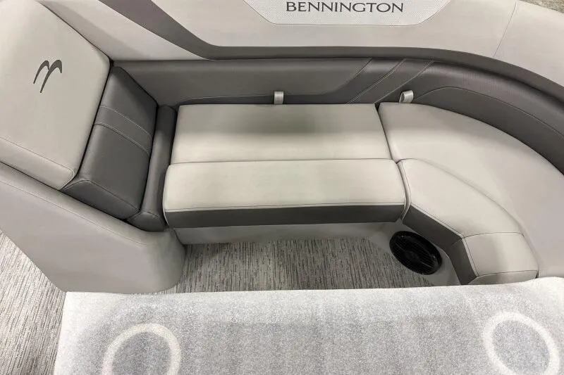 Slide: The Image of 2026 Bennington 22SXSR boat interior with gray seating and modern design. - 4