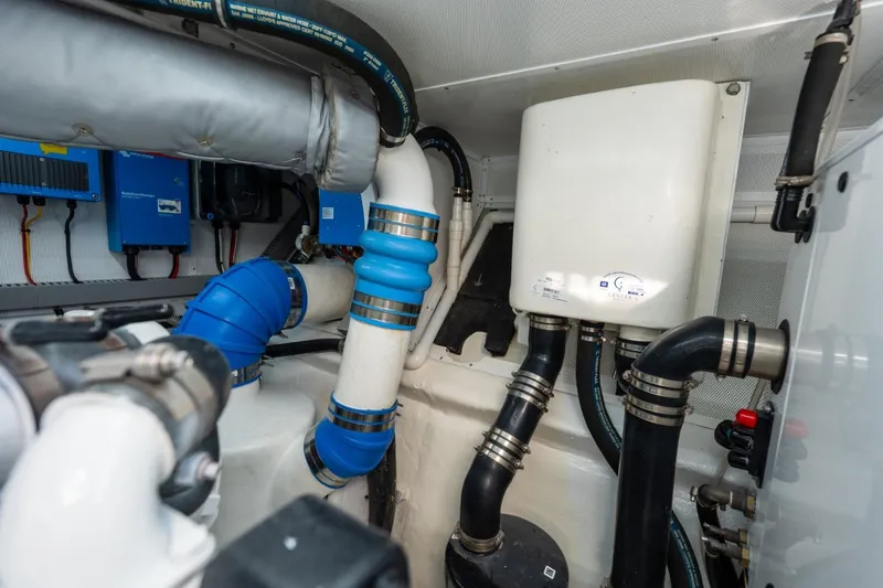 Slide: The Image of Engine room of 2023 Granocean 57 yacht with pipes and equipment. - 21