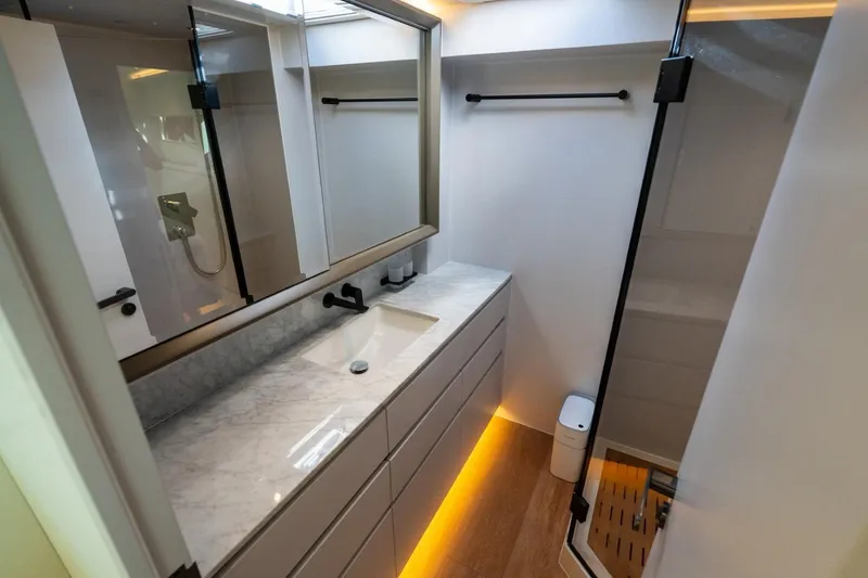 Slide: The Image of Luxurious bathroom interior of 2023 Granocean 57 yacht with modern fixtures and elegant design. - 31