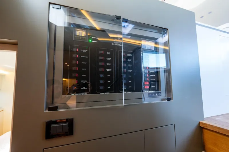Slide: The Image of Control panel of 2023 Granocean 57 yacht, featuring electrical system management. - 33