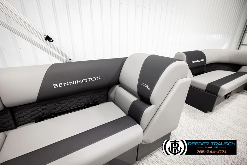 Slide: The Image of 2026 Bennington SLJSF boat interior with luxurious seating and modern design. - 20