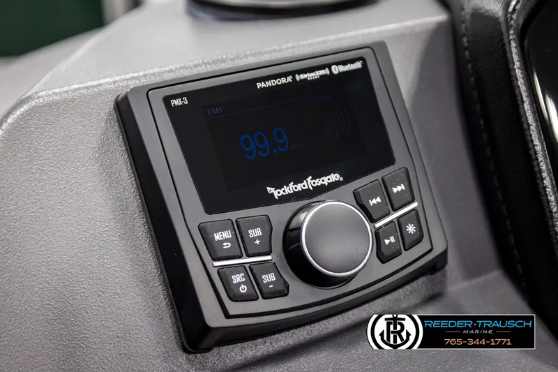 Slide: The Image of Rockford Fosgate audio system in 2026 Bennington SLJSF boat dashboard. - 32